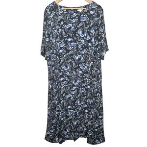 🩷 J Jill Women Floral Dress Size 3x Front Pockets back zipper Flowy Cottagecore